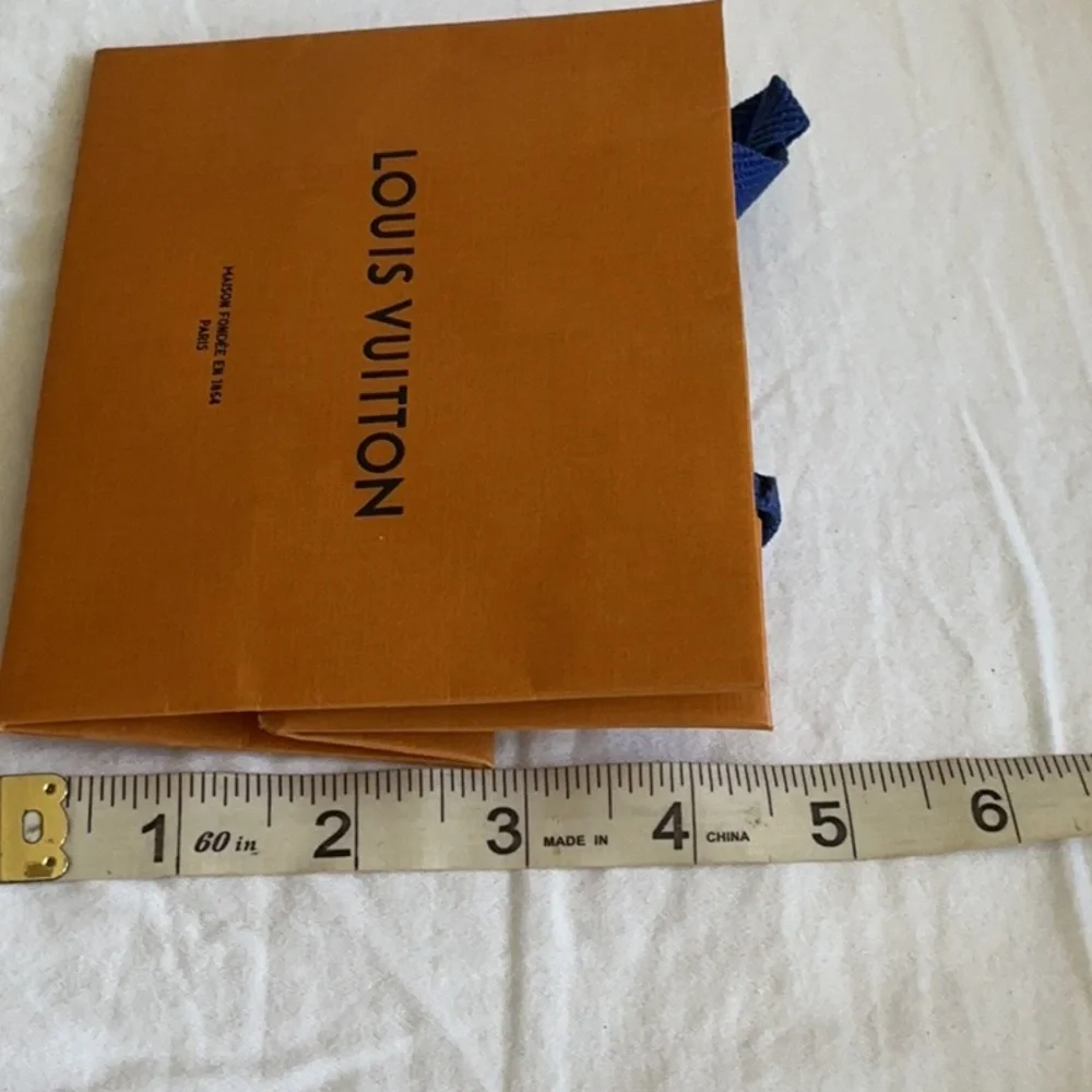 Louis Vuitton yellow gold small paper shopping gift bag size 5x4,5x3